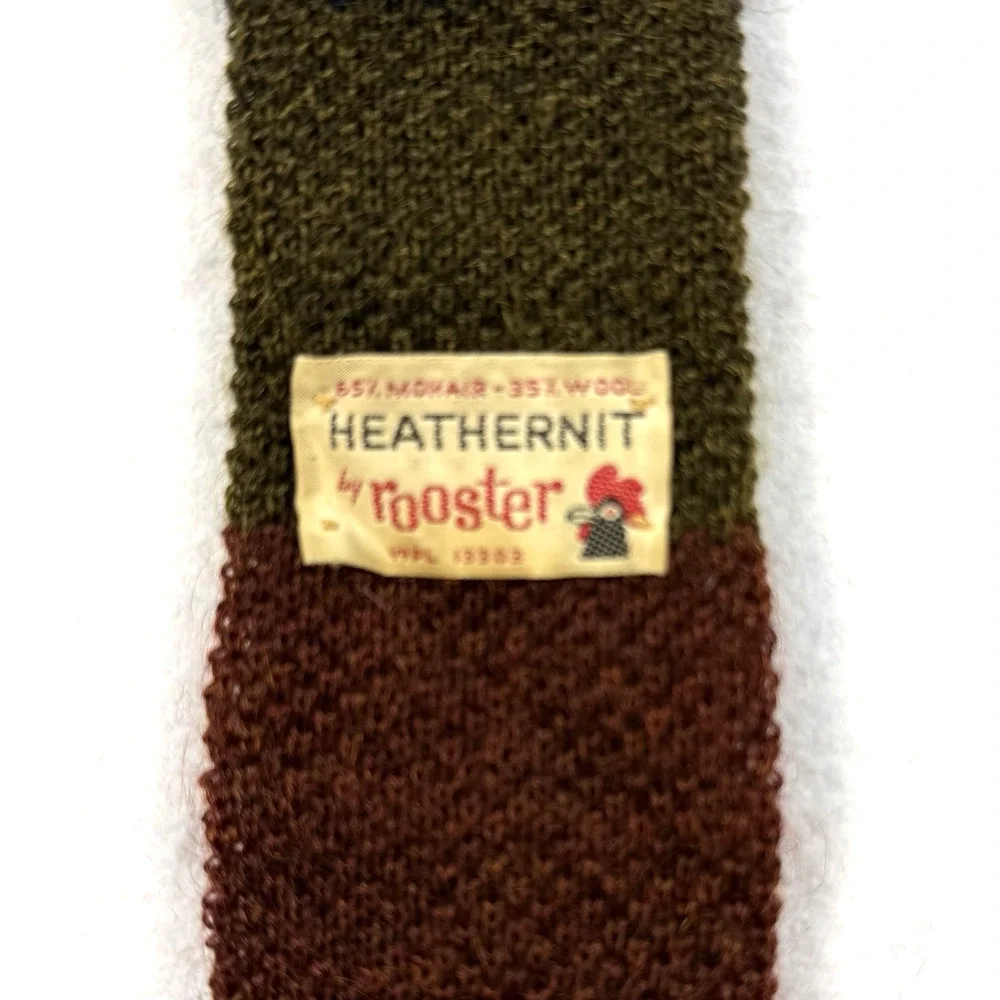 Vintage Rooster Heatherknit Square End Tie striped Collegiate Americana